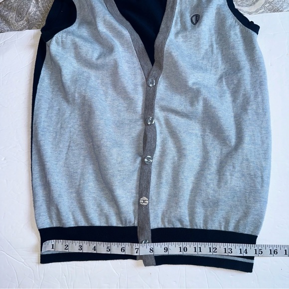 Ben Sherman Men’s Medium Light Blue, Gray, Navy Button Down Sleeveless Knit Vest - Picture 9 of 10